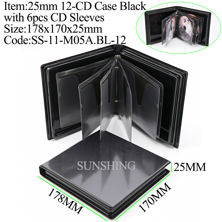M05A : Classeur à anneaux noir pour boîtier CD 25 mm 12-PP