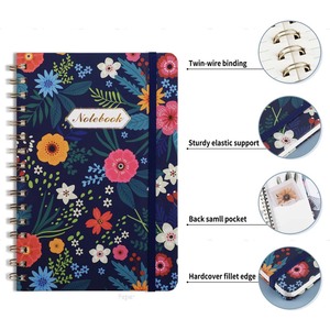 Carnet spirale A5 de haute qualité, personnalisé, à couverture en tissu et cuir, motif floral, idéal pour cadeau, à bas prix - Product Image 1