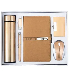 2024 New Hot 6 In 1 New Year Promotional Business Corporate Gift Set Luxury Custom Logo Vacuum Flask Notebook USB Gift Sets