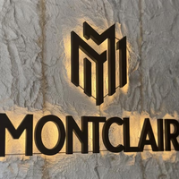 Letrero Comercial de Metal con Logotipo LED de Acero Inoxidable con Halo Personalizado, Letrero de Pared de Metal Iluminado con Canal de Metal Retroiluminado en 3D