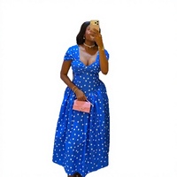 Robe longue maxi à pois africains, style européen et américain, nouvelle collection 2026, pour femme, sans bretelles, manches courtes