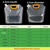 Pochette souple transparente en nylon composite avec bec verseur, sac stand-up de qualité alimentaire, fabriqué au Hebei, pour le stockage d'huile d'olive, de lait, sac portable pour bière, offre spéciale