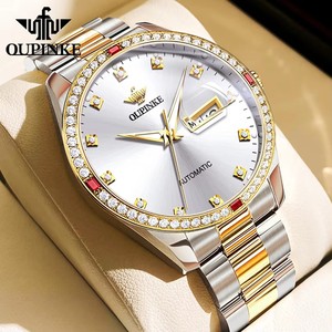 OUPINKE 3261 Montre homme automatique mécanique à mouvement japonais original, cadran diamanté de luxe, double calendrier, montres classiques pour affaires - Product Image 3