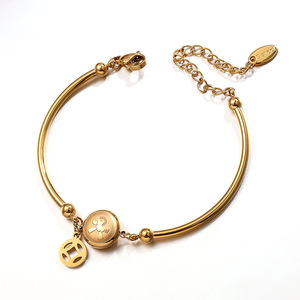 Gold Plated <b>Copper</b> Alloy Charm <b>Bracelet</b> For Women Fashion Curved Design With Coin Pendant Jewelry Accessory - Product Image 5