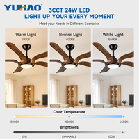 Plafonnier LED BLDC avec ventilateur, télécommande classique OEM ODM, 6 vitesses, 56 pouces, AC120/220, ABS, pour salon de villa