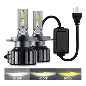 3 Color Led Super Bright High Power H4 Led H7,16000LM Luz Bombillo Luces H11 9005 HB3 H1 H4 Tricolor Led Headlight 3000K 4300K