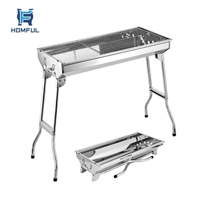 HOMFUL Bestseller: Klappbarer Outdoor-Holzkohlegrill, Verdickter BBQ-<span class=keywords><strong>Grill</strong></span> mit Edelstahlgitter - Product Image 1