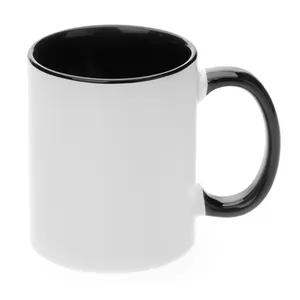 Tasse à café en céramique personnalisable, livraison gratuite, 11oz, intérieur et poignée, couleur noire