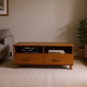 Mobile TV in Legno di Pino Massiccio 41,7 X 15,7 X 15,7 Pollici con Vano Portaoggetti, Arredamento Moderno e Minimalista per Soggiorno - Product Image 2