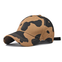 Casquette de baseball personnalisée avec logo, imprimé vache marron, coton sergé OEKO-TEX, 6 panneaux, fabricant BSCI, réglable, faible MOQ