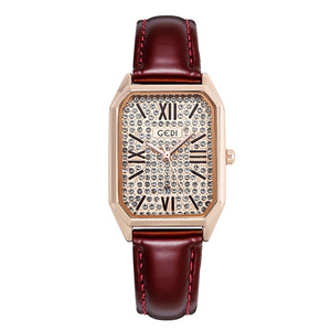 Nouvelle montre pour femme, montre à quartz rectangulaire haut de gamme avec design entièrement serti de diamants - Product Image 1