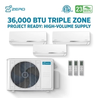 Aire Acondicionado Multi Split de Triple Zona de 36000 BTU con Ahorro de Energía, 23 SEER2, Control Inteligente por WiFi, Unidad HVAC de Pared con Certificación ETL