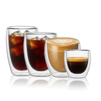 Ensemble de 4 tasses en verre à double paroi 75 200 300 350 ml / 2,56 6,83 10,25 11,96 oz en borosilicate isolé pour café, thé, jus