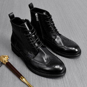 Botas de Cuero Genuino de Alta Calidad, Cómodas, Hechas a Mano, Duraderas, Versátiles e Impermeables para Hombre, para Fiestas, Vida Diaria y Más - Product Image 1