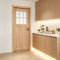 Rustic Solid Fir Wood Lattice Door Eco Natural Timber Door for Vintage Homestay Renovation