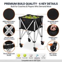 Venta Directa de Fábrica: Carro de Tenis Plegable de Aleación de Aluminio, Móvil, Portátil y Ligero, con Capacidad para 160 Pelotas, 360