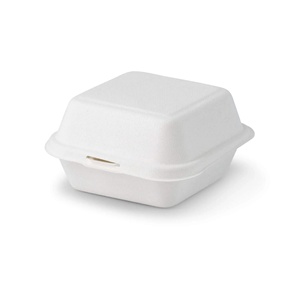 Boîtes d'emballage pour hamburgers en canne à sucre blanches, biodégradables, écologiques et adaptées aux aliments, 15x15cmx8cm, pour usage quotidien - Product Image 4