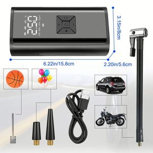Compresseur d'air portable avec quatre lumières LED, arrêt automatique, 150 PSI, unité de pression en PSI, gonfleur de pneus de voiture sans fil, pompe de gonflage - Product Image 3
