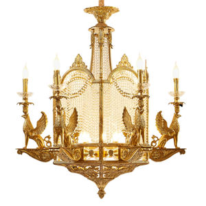 Lámparas de araña de cobre estilo europeo alas de <span class=keywords><strong>lobo</strong></span> latón águila colgante iluminación decorativa Villa techo vela Luz - Product Image 1