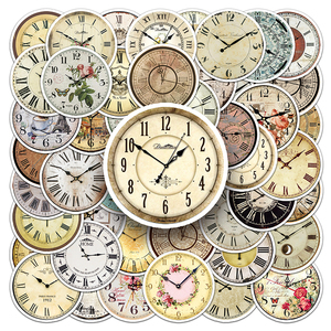 50PCS Factory Wholesale PVC Material Waterproof Eco Friendly Vintage <strong>Clock</strong> Sticker for Notebook Desktop Decoration Sticker - Product Image 1