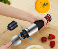 Mixeur Plongeant Électrique 1200W 5-en-1, 18000 tr/min, Bouton Poussoir, 4 Lames, Boîtier ABS+Acier Inoxydable, Moteur en Cuivre