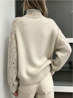 Pull col roulé imprimé sapin de Noël tendance pour femme, nouvelle collection automne-hiver, haut décontracté pour les fêtes, vente chaude