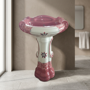 Lavabo con columna de resina transparente minimalista moderno, lavabo de diseño para baño de Hotel, lavabo de pie de suelo todo en uno - Product Image 3