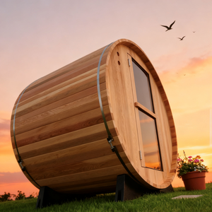 スマートサウナと休憩エリア木材ハウスプレハブ杉2-6人用屋外サウナバレル - Product Image 3