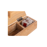 Elegante Caja de Té Luci Marrón Natural, Duradera, Moderna, Cuadrada, Estilo Japonés, Madera de Teca, Latón, Almacenamiento Sostenible, Técnica de Lacado