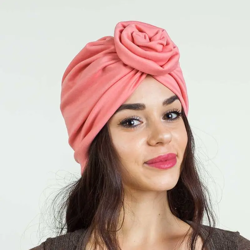 Groothandel gratis grootte plain kleur polyester geknoopt vrouwen tulband cap mode moslim dame hoofddeksels hoeden