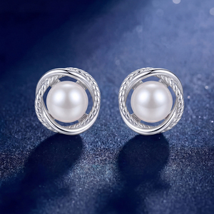Vintage Freshwater Pearl <b>Studs</b> <b>Silver</b> Plated Copper Jewelry Exquisite Floral Cluster for Women Bridal Wedding Earrings - Product Image 4