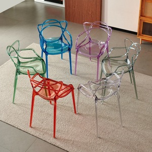 Chaise de salle à manger transparente en plastique pour usage domestique, banc avec dossier en cristal, chaise tendance Instagram, chaise en acrylique - Product Image 2