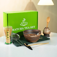 Astief Coffret Cadeau Personnalisé avec Logo, Ensemble Classique de Bol à Matcha en Céramique Rustique et Outils de Préparation du Thé Matcha