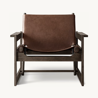 Chaise en cuir Nielsen, inspirée des campagnes de design Sassanide et des meubles de safari, revivals scandinaves du milieu du siècle