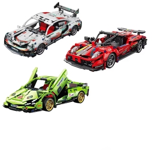 Set Mainan Blok Bangunan Mobil Sport Plastik untuk Anak-Anak, Mainan Edukasi Anak, Blok Bangunan Mobil - Product Image 1