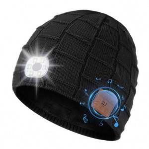 Bonnet tricoté Bluetooth sans fil musical unisexe avec lampe frontale intégrée pour l'hiver en extérieur – Idéal pour l'image d'entreprise - Product Image 3