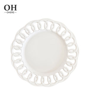 Ohere-Nouvelle assiette en porcelaine blanche, ensemble <span class=keywords><strong>de</strong></span> vaisselle en dentelle creuse blanche pour banquets <span class=keywords><strong>de</strong></span> mariage, service alimentaire à louer - Product Image 3