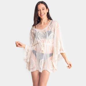 Blusa <span class=keywords><strong>de</strong></span> playa para mujer Blusa <span class=keywords><strong>de</strong></span> encaje bordado <span class=keywords><strong>de</strong></span> malla Suntan Sexy Bikini Traje <span class=keywords><strong>de</strong></span> baño Cubrir Ropa <span class=keywords><strong>de</strong></span> playa - Product Image 5