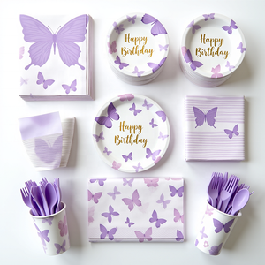 Thanh lịch hoa-in dùng một lần thân thiện với môi Giấy Bộ đồ ăn thiết lập cho đám cưới hoàn hảo Đảng trang trí - Product Image 6