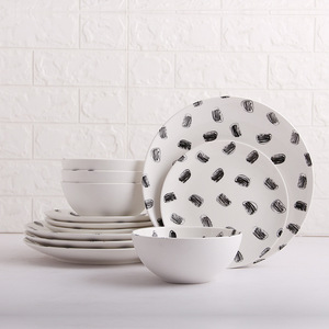 Tout nouveau modèle 2024 de vaisselle à pois noirs pour la maison hôtel utiliser nouveau Design plats assiettes utilisé banquets vente au détail en gros - Product Image 1