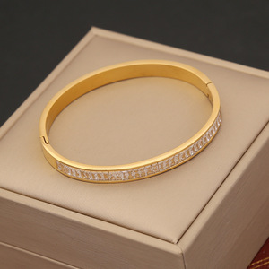 Pulsera de acero inoxidable de Zirconia de lujo para mujer, Zirconia cúbica de diamante completo, regalo de joyería hipoalergénico elegante - Product Image 3