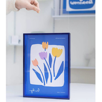 Cadres Image Art Mural Boîte de Présentation Double Face Coloré Néon Acrylique Plexiglas Poster Cadre Magnétique Acrylique Cadre