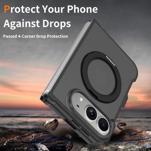 Coque de téléphone personnalisée OEM d'usine avec logo pour iPhone Duo, <span class=keywords><strong>écran</strong></span> pliable, anneau de <span class=keywords><strong>support</strong></span> mat, <span class=keywords><strong>support</strong></span> pliable, coque arrière transparente - Product Image 4