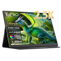 Moniteur portable Eimio 18 pouces 144Hz, écran de jeu 2.5K, écran IPS 2560*1600, 100% SRGB pour PC, ordinateur portable, téléphone, Xbox, moniteur de jeu