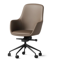 Chaise de bureau pivotante en cuir moderne ATWOKA - Chaise de réunion rembourrée haut de gamme pour projets de bureau