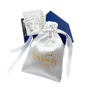 Sacs en tissu satiné avec cordon de serrage, emballages cadeaux pour bijoux, pochettes personnalisées avec logo, sacs en soie pour extensions de cheveux - Product Image 1