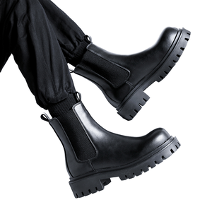 Designer Men's Chelsea Heeled Ankle <b>Boot</b> Flat PU Insole Mid-Top Genuine Leather Size 38-44 for Summer Winter Autumn Seasons - Product Image 1