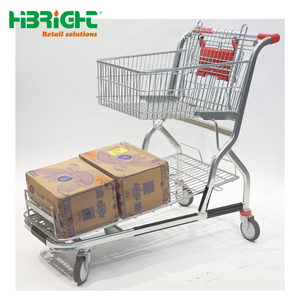 Chariot de manutention commercial pour supermarché, chariot à plateau en métal durable avec doubles poignées ergonomiques - Product Image 6