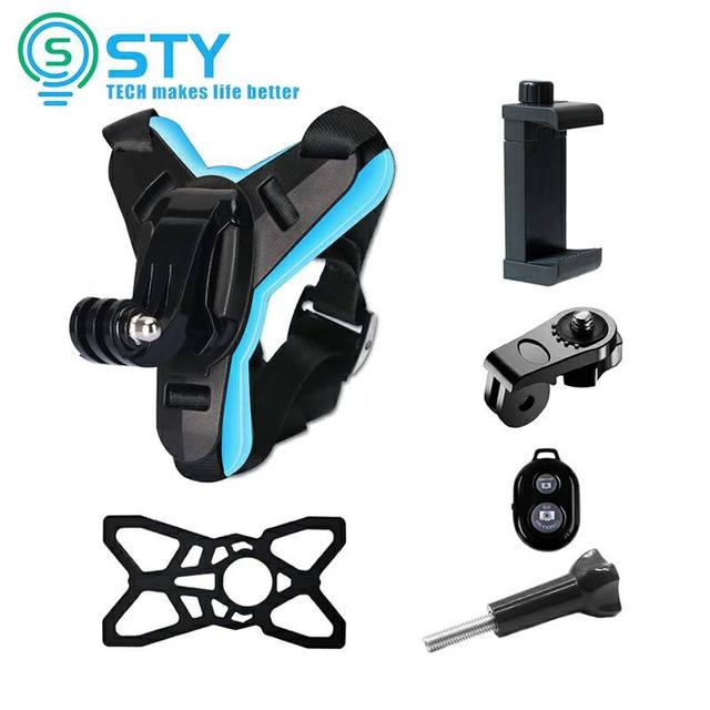 STY for GoPro Hero Mounted Helmet Adapter Bike Camera Mount Chin Strap Motorcycle Helmet Camera Stand Accessory