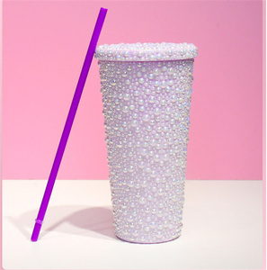 Gobelet Haha, tasse <span class=keywords><strong>à</strong></span> strass, paille et couvercle inclus, acrylique sans BPA, isolé glamour 16 onces, vendu individuellement - Product Image 1